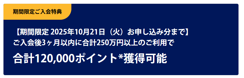 アメリカン・エキスプレス・プレミアム・カード公式サイトからの入会キャンペーン獲得ポイント120,000P