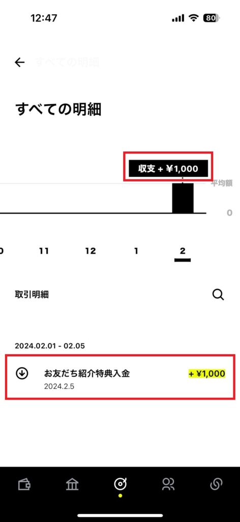 みんなの銀行口座開設入金確認