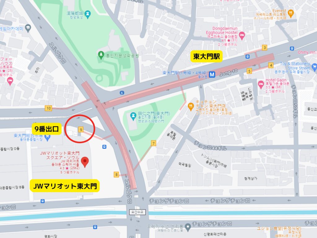 JWマリオット東大門スクエア･ソウル　地図